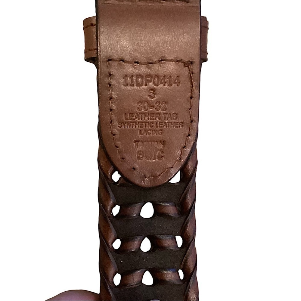 Dockers Brown Leather & PU Leather Woven Belt  38” L Adjustable Sz Silver Buckle - Picture 10 of 16